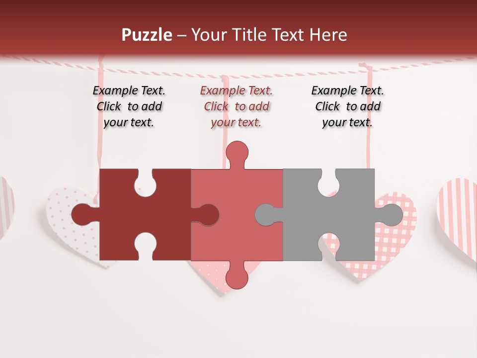 A Group Of Hearts Hanging From A Line PowerPoint Template