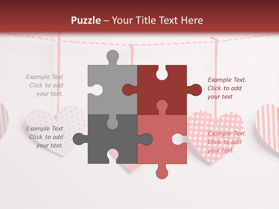 A Group Of Hearts Hanging From A Line PowerPoint Template