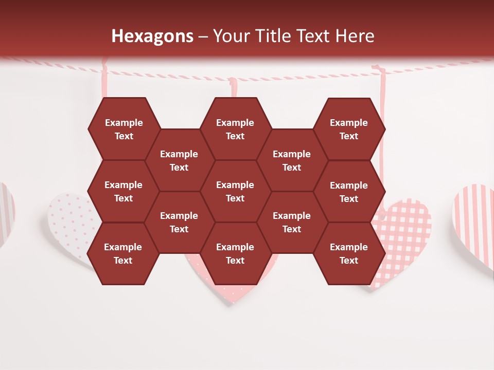 A Group Of Hearts Hanging From A Line PowerPoint Template
