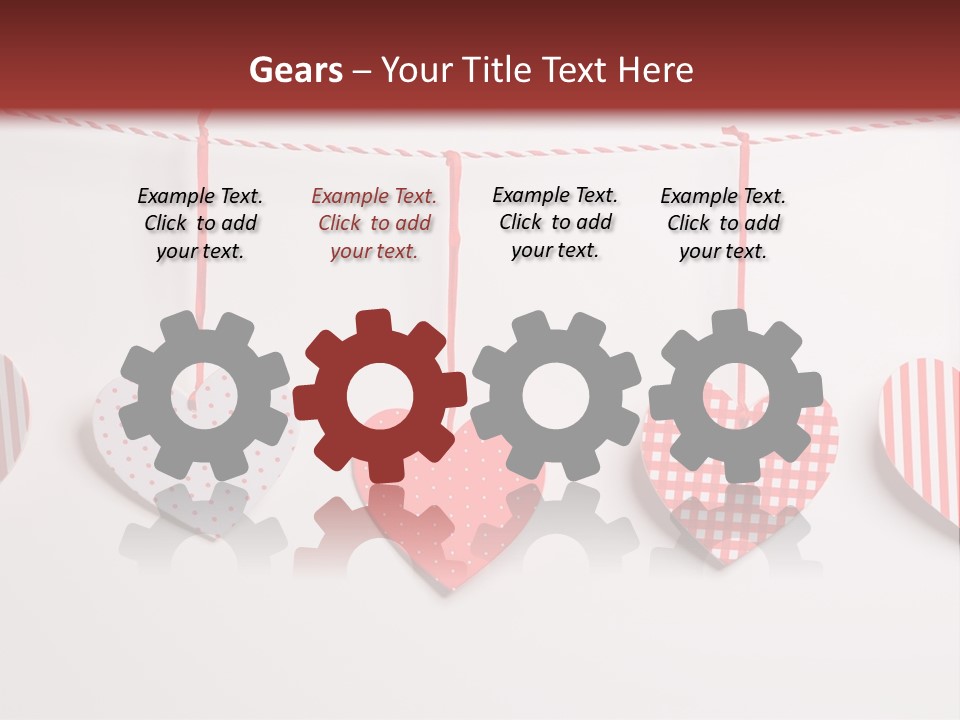 A Group Of Hearts Hanging From A Line PowerPoint Template