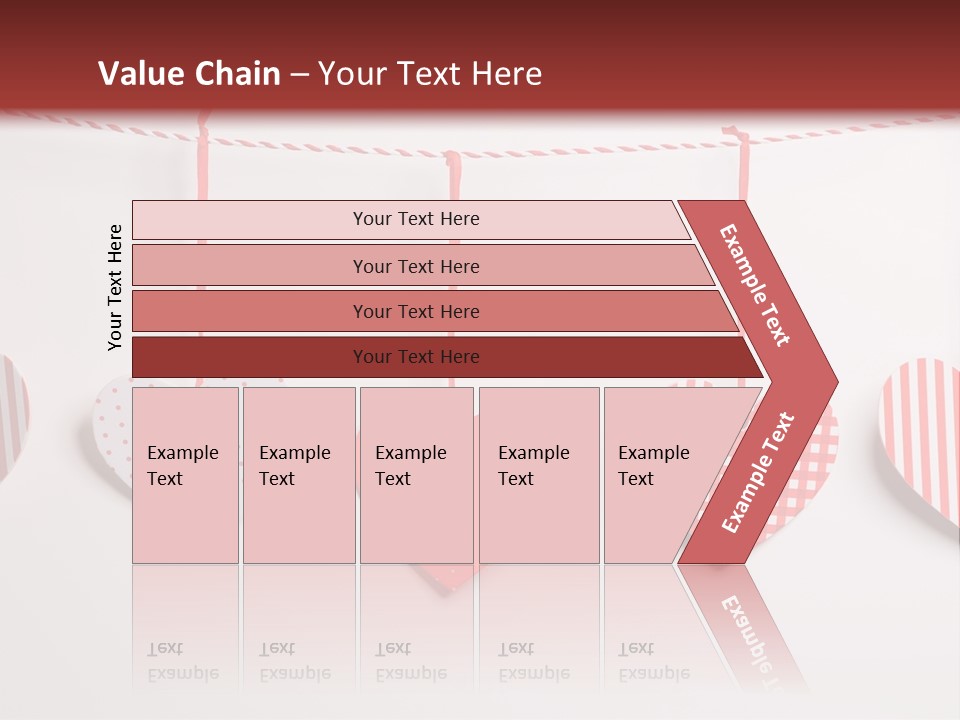 A Group Of Hearts Hanging From A Line PowerPoint Template