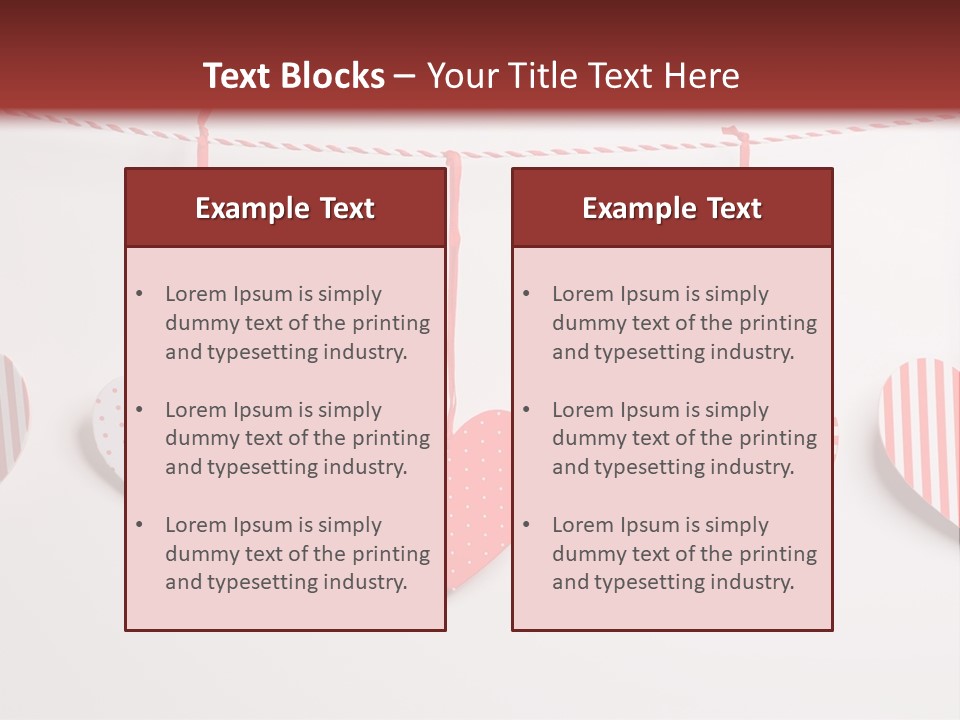 A Group Of Hearts Hanging From A Line PowerPoint Template