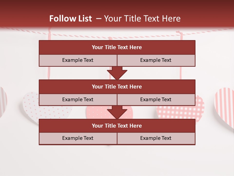 A Group Of Hearts Hanging From A Line PowerPoint Template