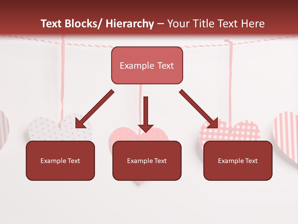 A Group Of Hearts Hanging From A Line PowerPoint Template