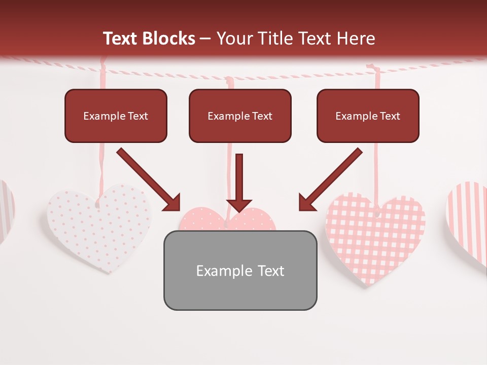 A Group Of Hearts Hanging From A Line PowerPoint Template