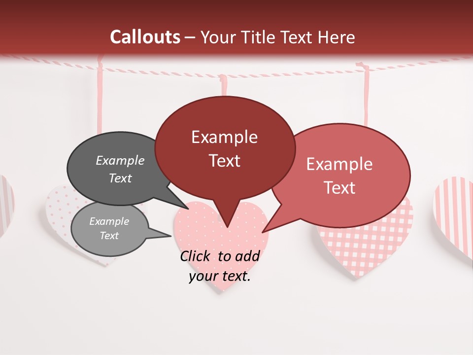 A Group Of Hearts Hanging From A Line PowerPoint Template