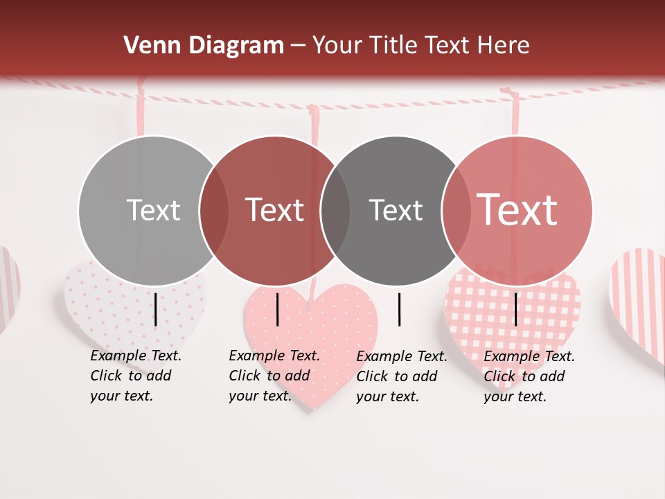 A Group Of Hearts Hanging From A Line PowerPoint Template