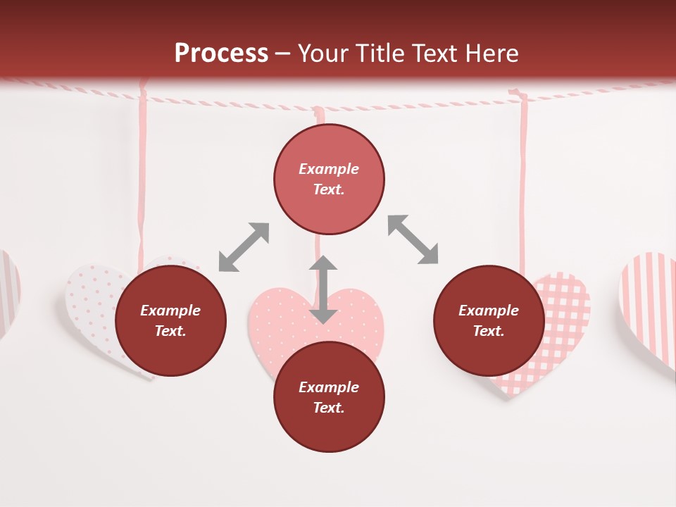 A Group Of Hearts Hanging From A Line PowerPoint Template