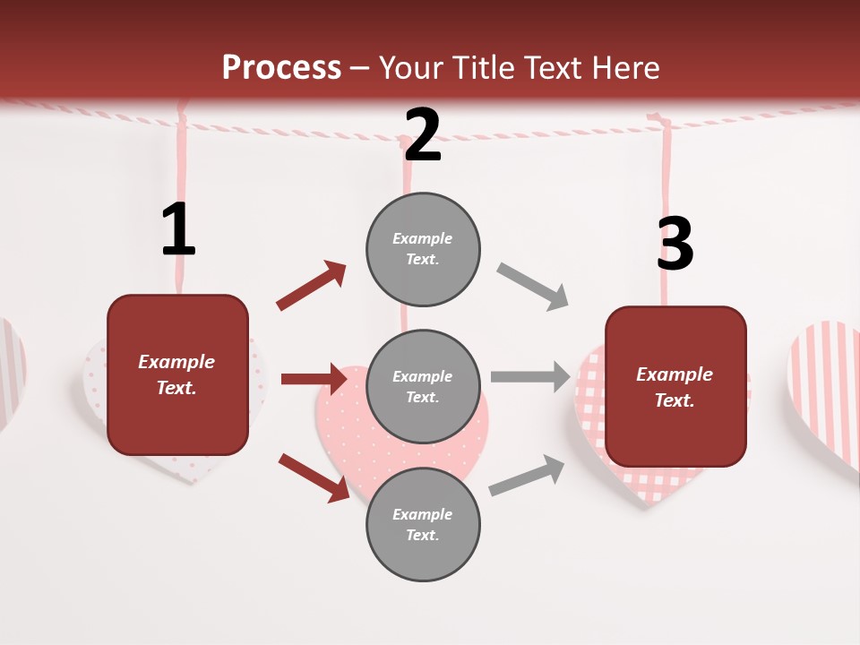 A Group Of Hearts Hanging From A Line PowerPoint Template