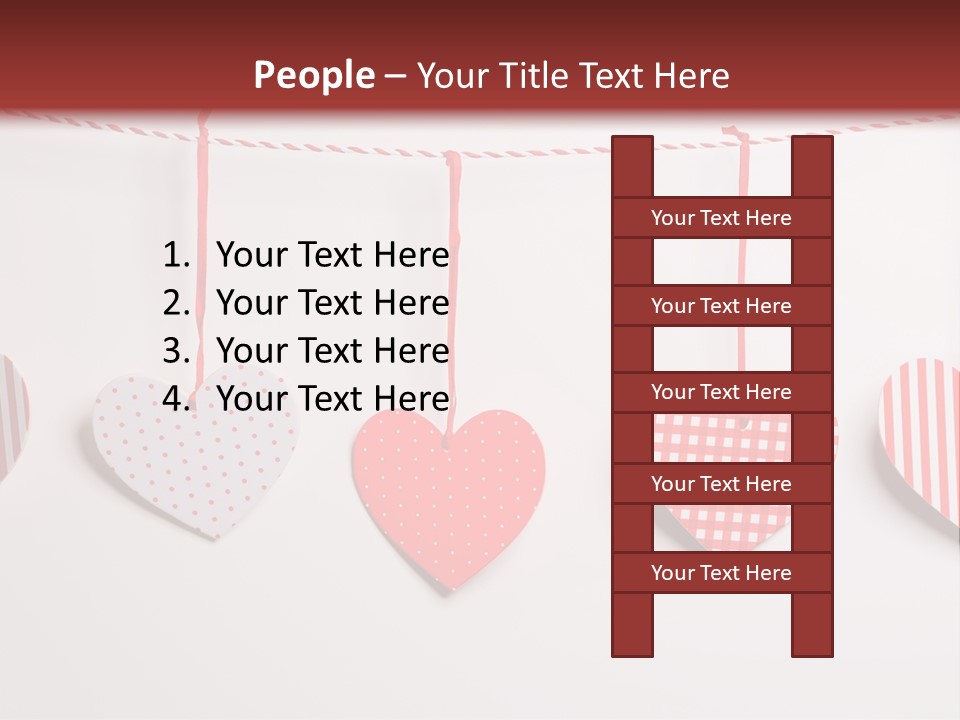 A Group Of Hearts Hanging From A Line PowerPoint Template