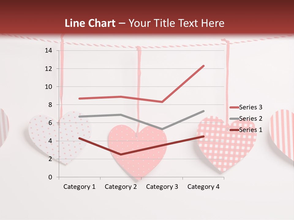 A Group Of Hearts Hanging From A Line PowerPoint Template