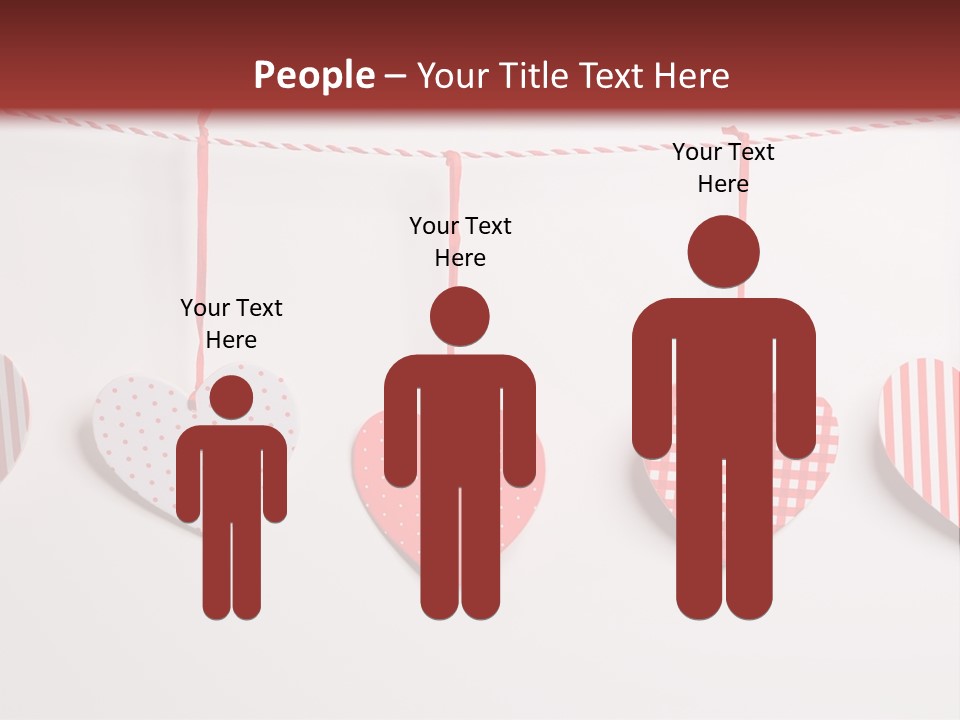 A Group Of Hearts Hanging From A Line PowerPoint Template