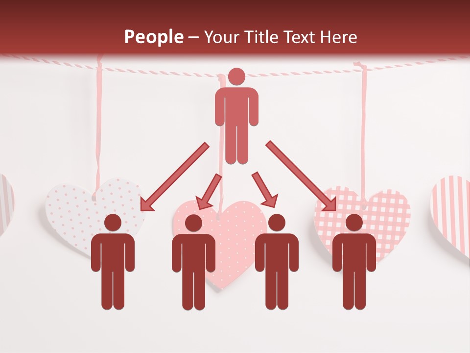A Group Of Hearts Hanging From A Line PowerPoint Template