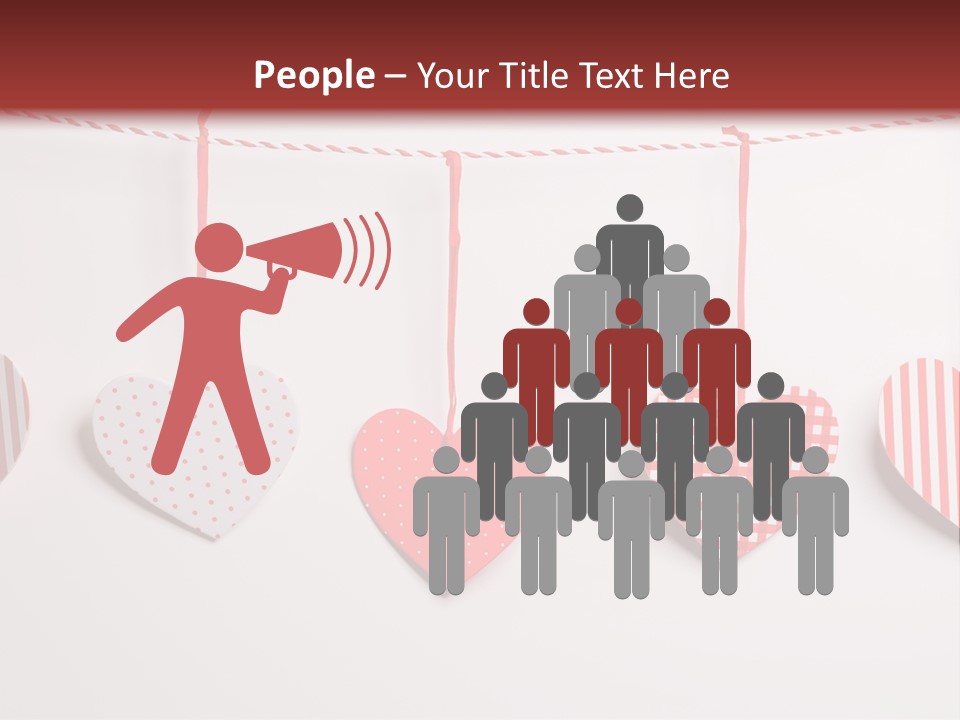 A Group Of Hearts Hanging From A Line PowerPoint Template