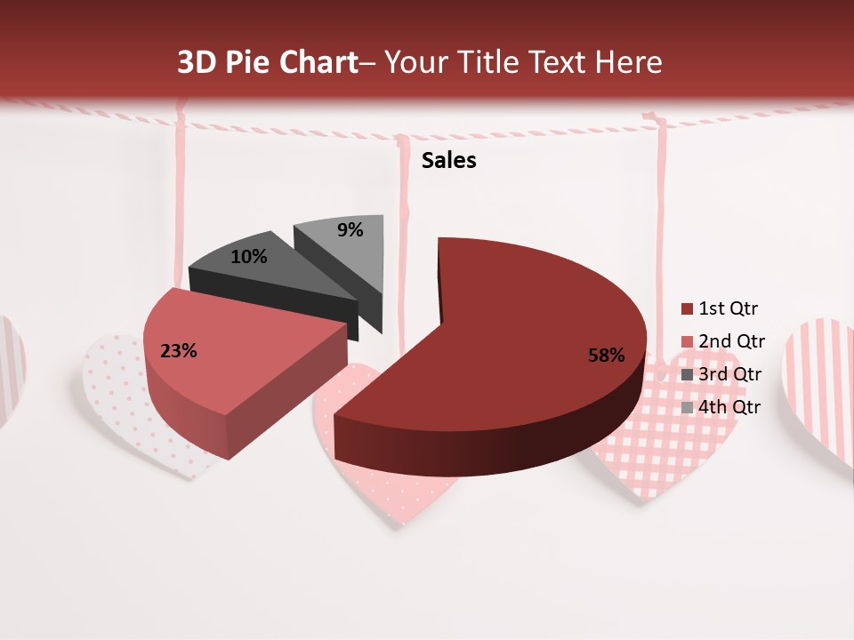 A Group Of Hearts Hanging From A Line PowerPoint Template
