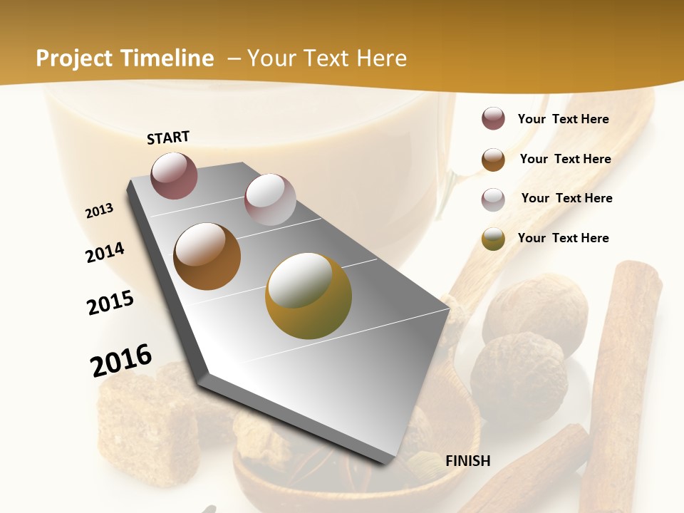 A Cup Of Coffee Next To Cinnamons And Spices PowerPoint Template
