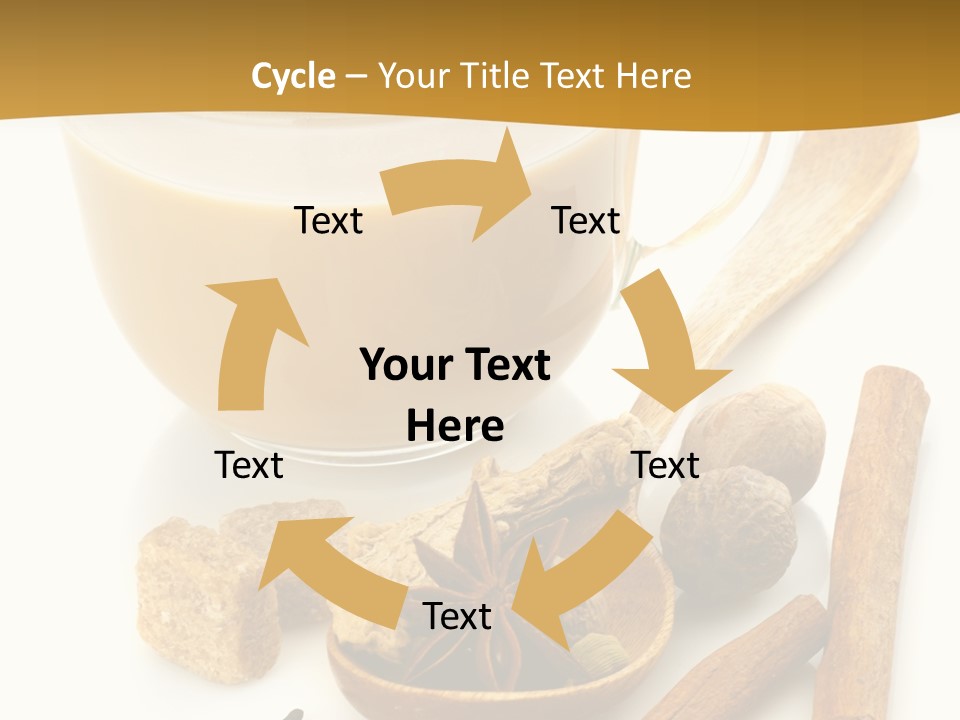 A Cup Of Coffee Next To Cinnamons And Spices PowerPoint Template