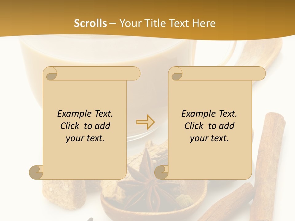 A Cup Of Coffee Next To Cinnamons And Spices PowerPoint Template