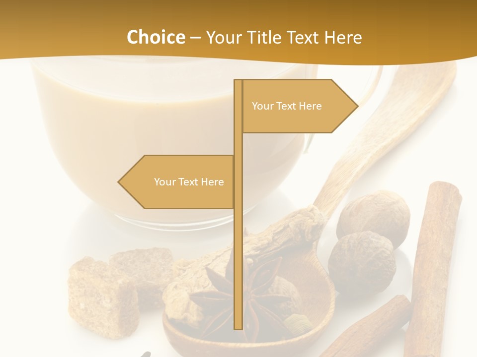 A Cup Of Coffee Next To Cinnamons And Spices PowerPoint Template