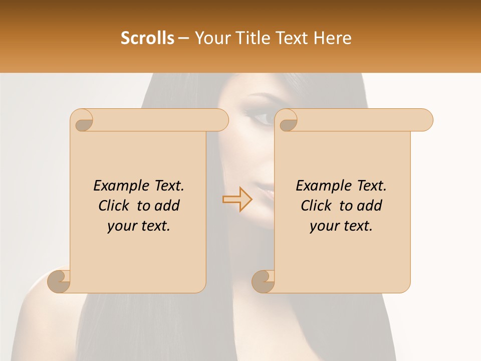 A Woman With Long Black Hair Is Shown In This Powerpoint Presentation PowerPoint Template