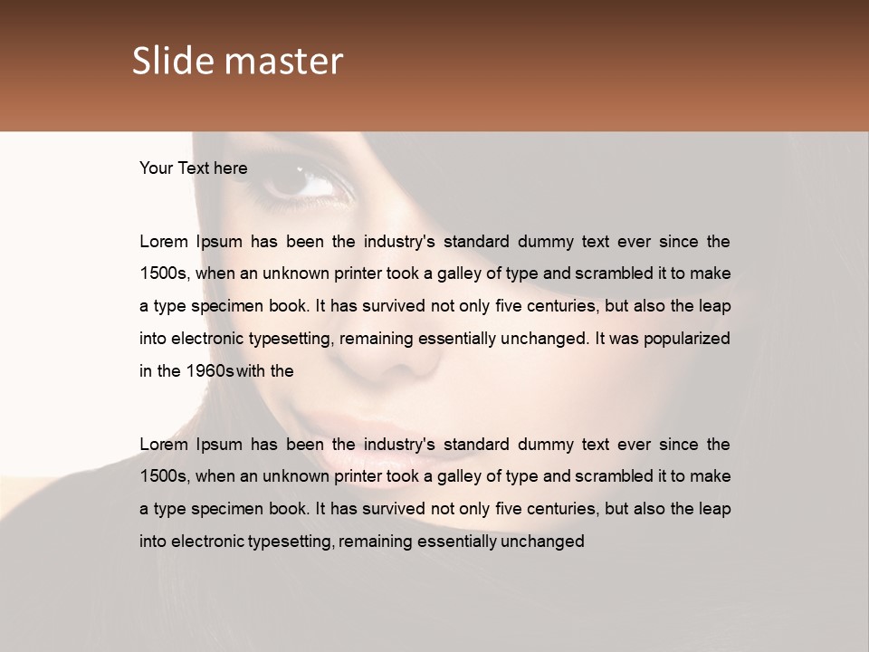 A Woman With Long Brown Hair And A Brown Background PowerPoint Template