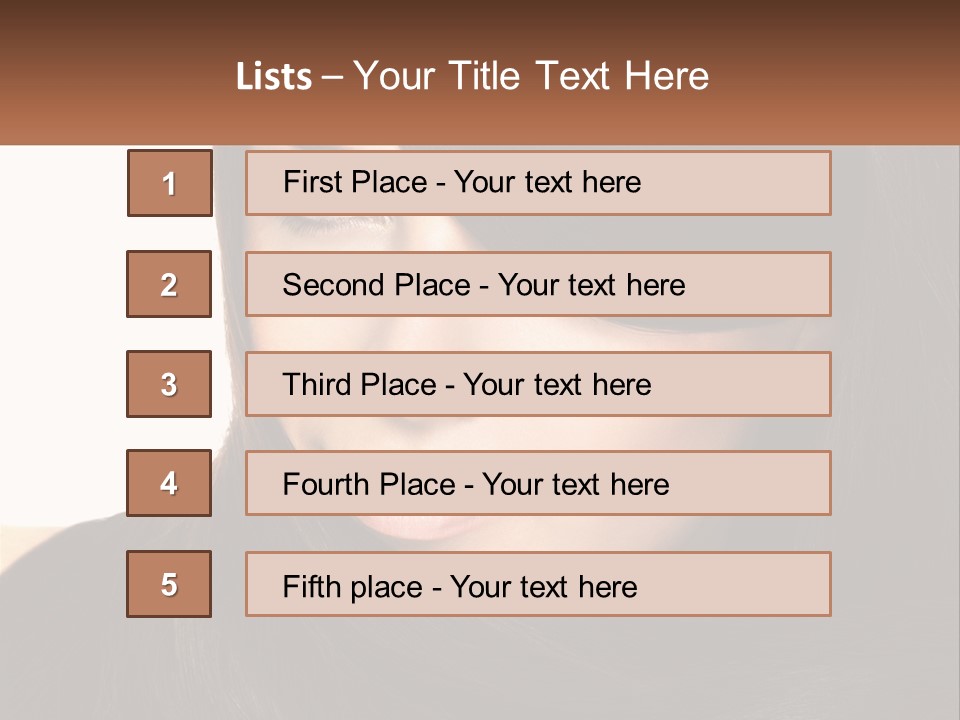 A Woman With Long Brown Hair And A Brown Background PowerPoint Template
