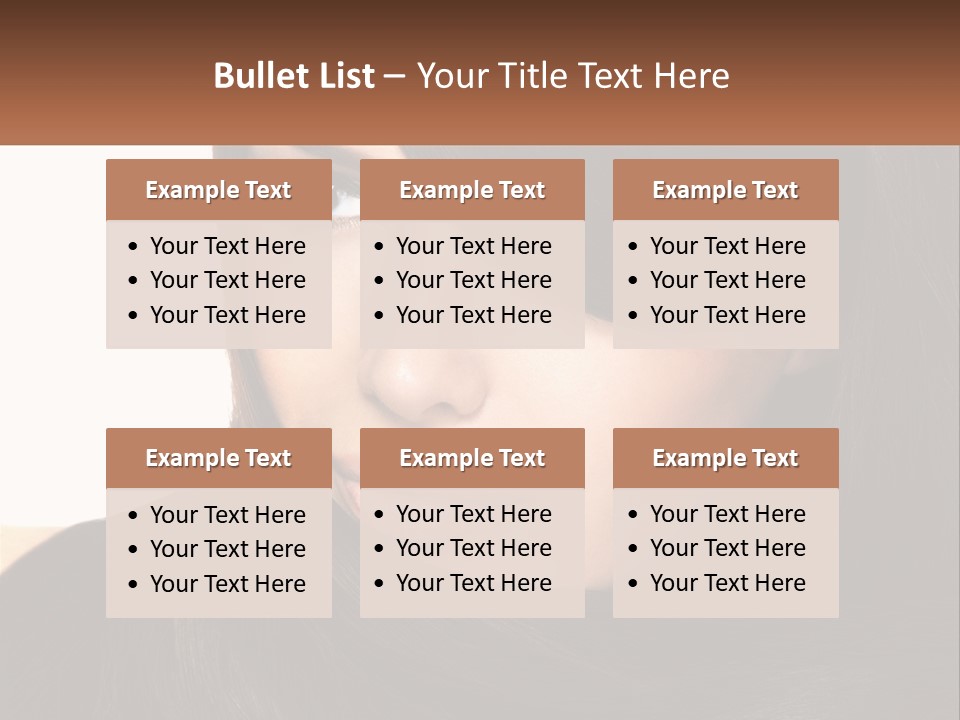 A Woman With Long Brown Hair And A Brown Background PowerPoint Template