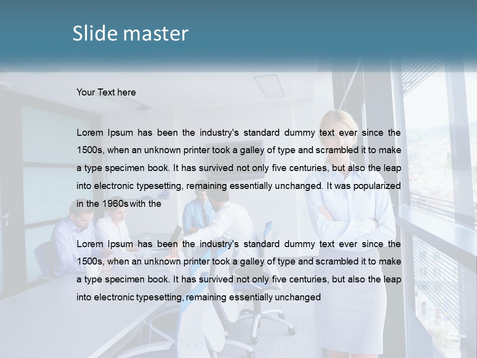 A Woman Standing In Front Of A Group Of People In A Conference Room PowerPoint Template