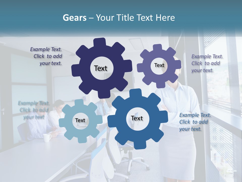 A Woman Standing In Front Of A Group Of People In A Conference Room PowerPoint Template