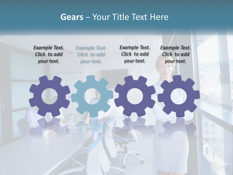 A Woman Standing In Front Of A Group Of People In A Conference Room PowerPoint Template