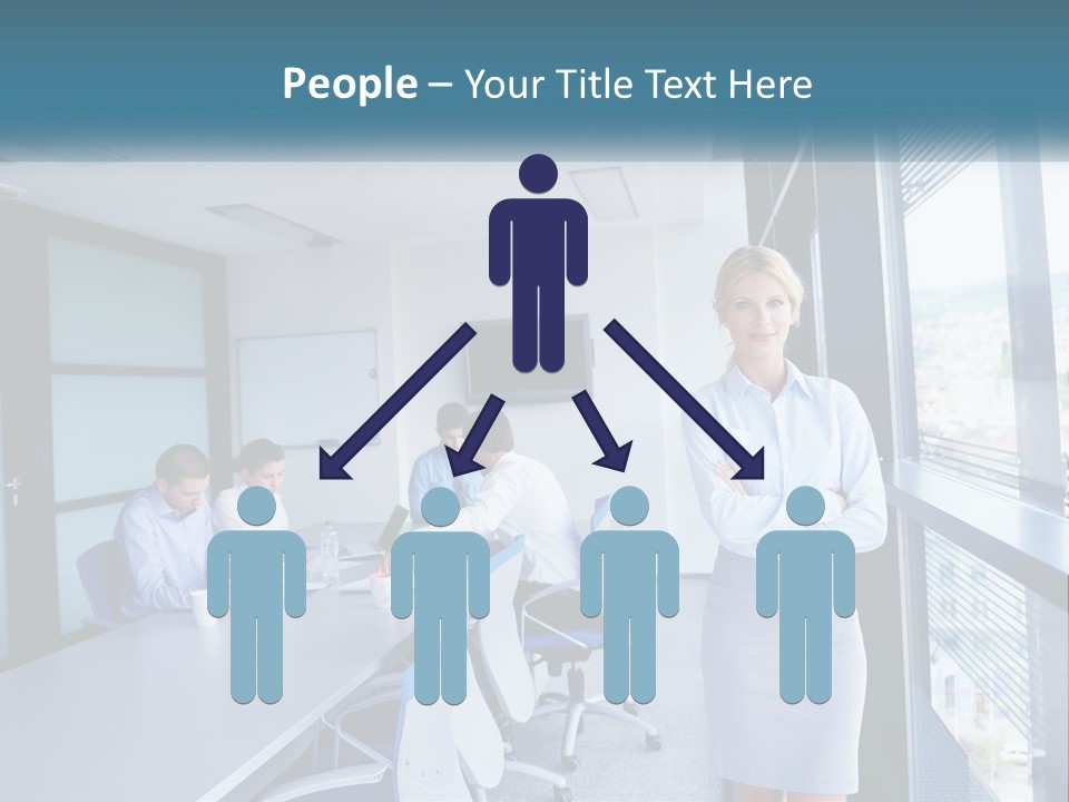 A Woman Standing In Front Of A Group Of People In A Conference Room PowerPoint Template