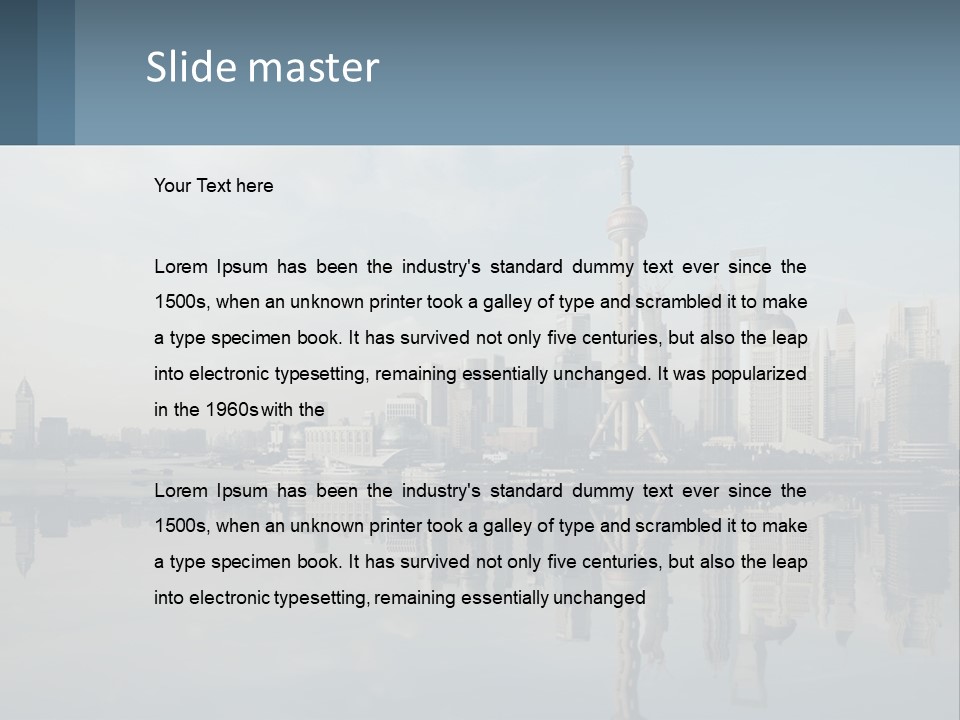 A Picture Of A City With A Reflection In The Water PowerPoint Template