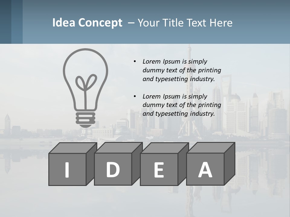 A Picture Of A City With A Reflection In The Water PowerPoint Template