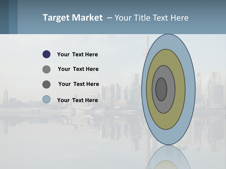 A Picture Of A City With A Reflection In The Water PowerPoint Template