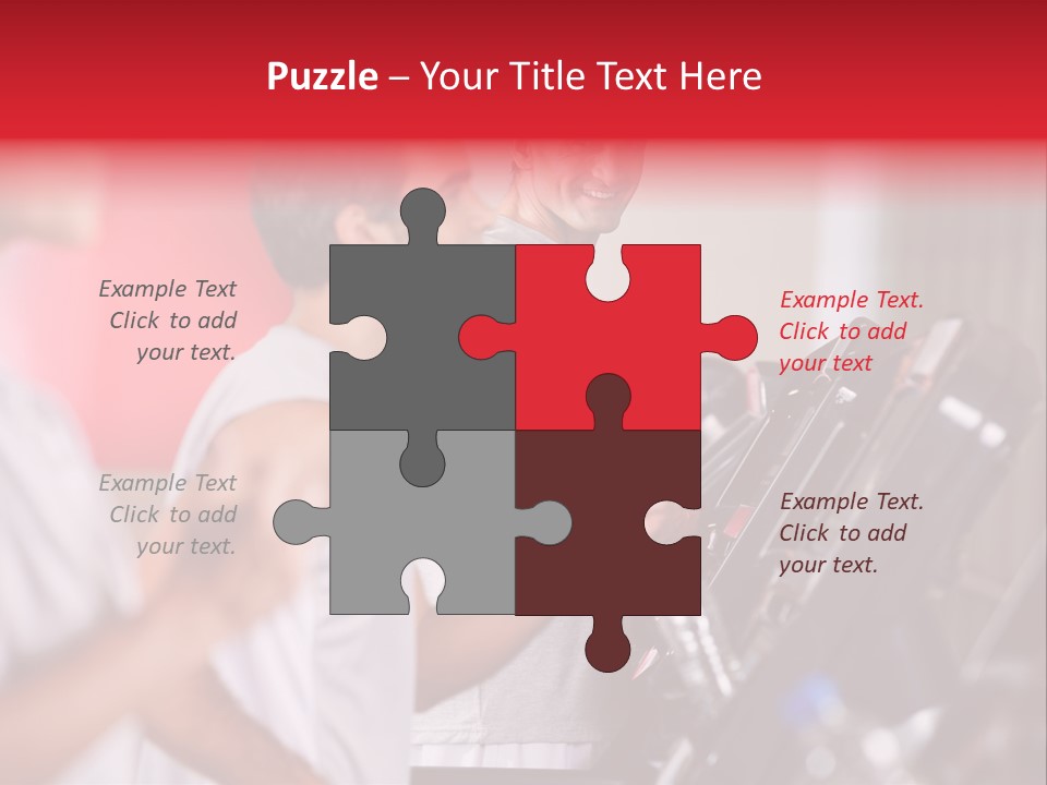 Two Men Running On A Treadmill In A Gym PowerPoint Template