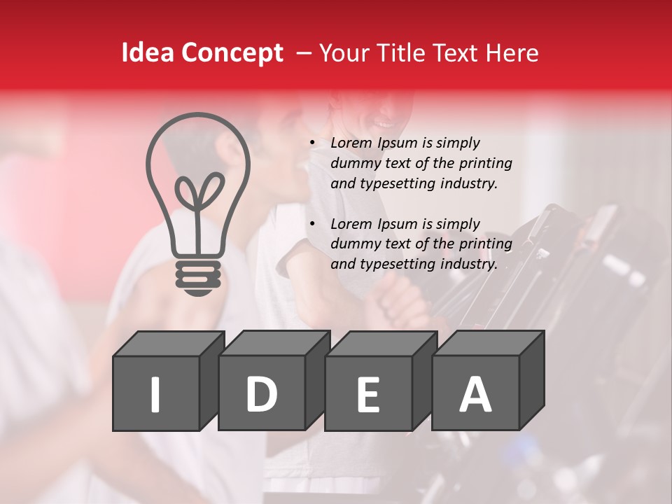 Two Men Running On A Treadmill In A Gym PowerPoint Template