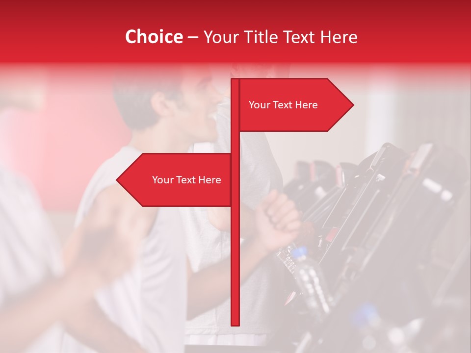 Two Men Running On A Treadmill In A Gym PowerPoint Template