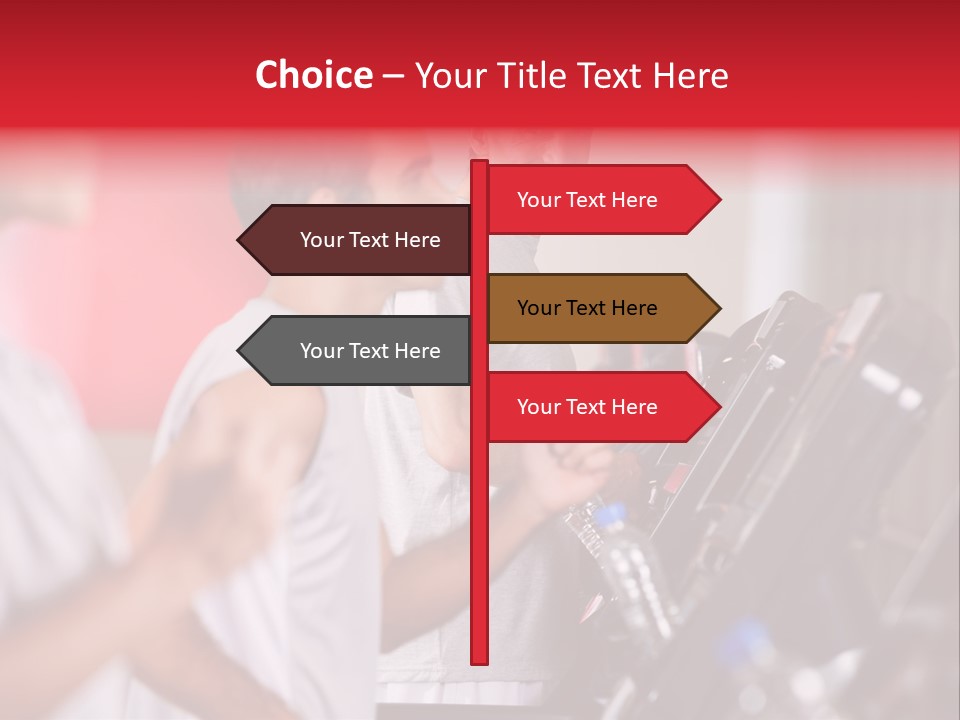 Two Men Running On A Treadmill In A Gym PowerPoint Template