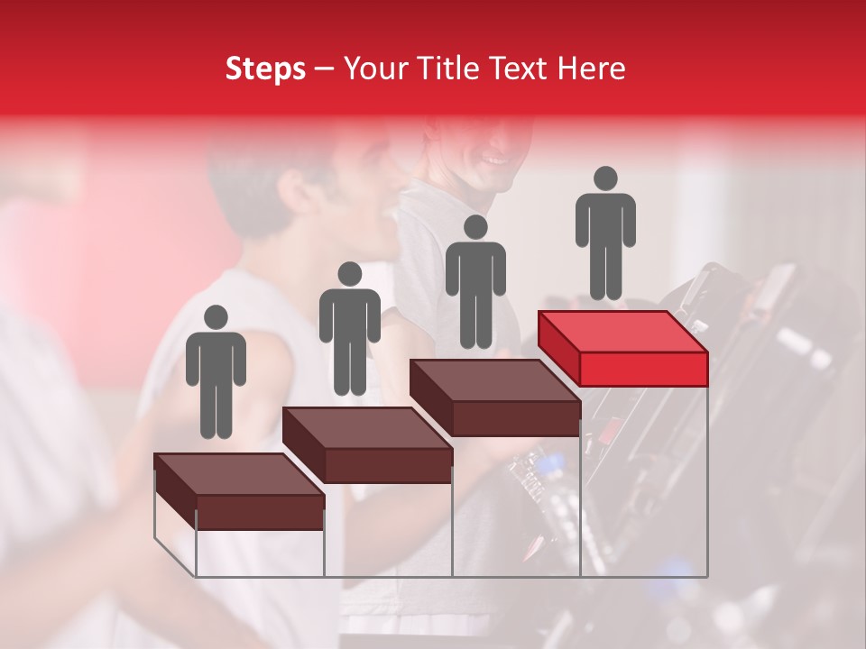 Two Men Running On A Treadmill In A Gym PowerPoint Template