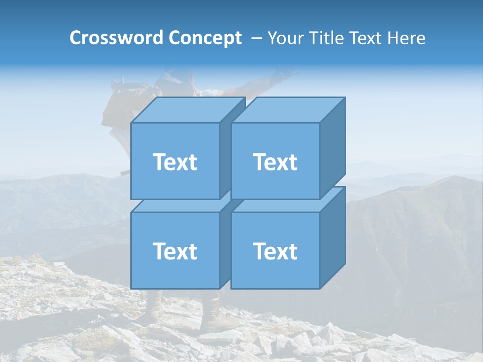 A Man With A Backpack On Top Of A Mountain PowerPoint Template