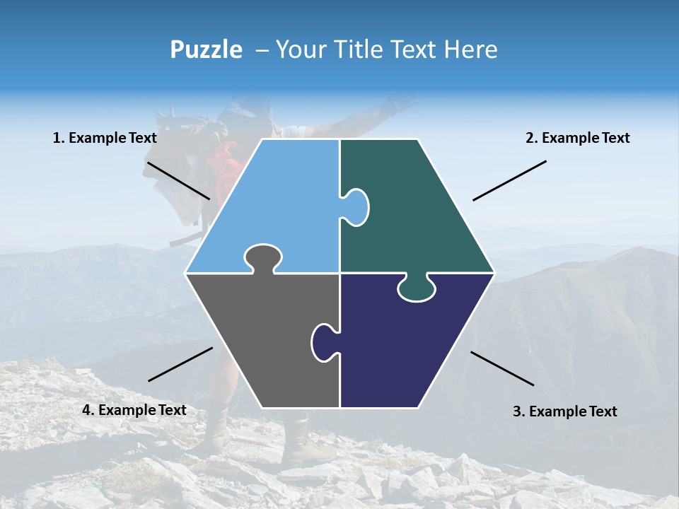 A Man With A Backpack On Top Of A Mountain PowerPoint Template