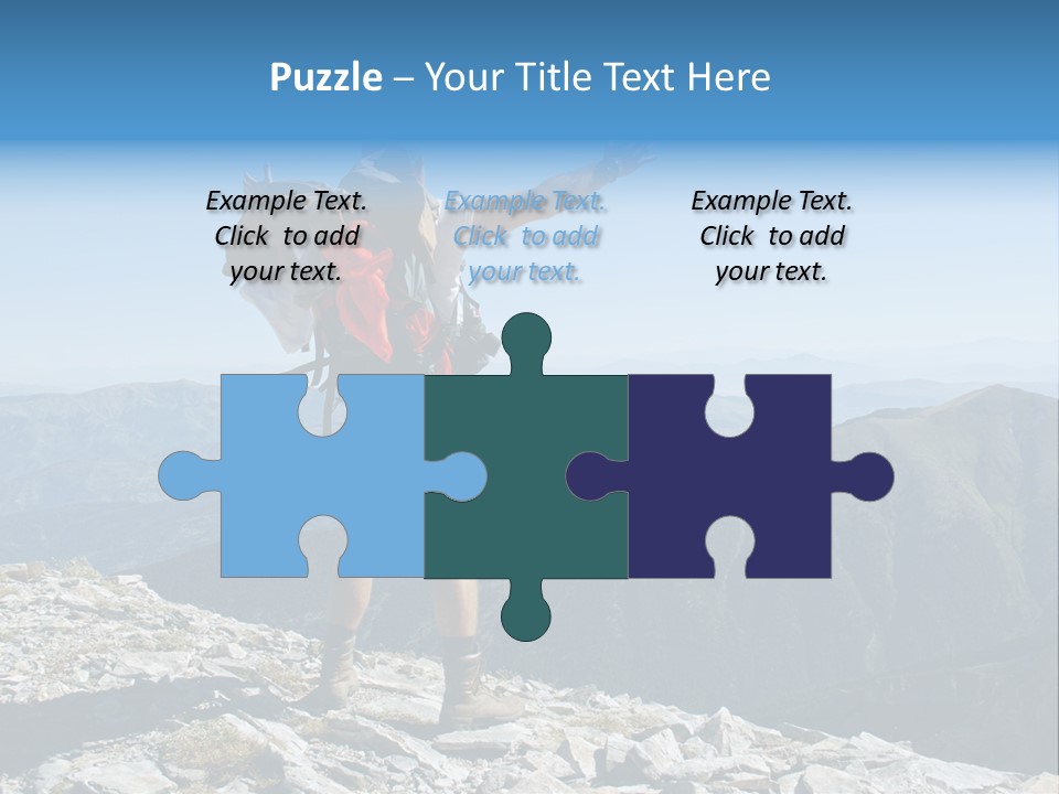 A Man With A Backpack On Top Of A Mountain PowerPoint Template