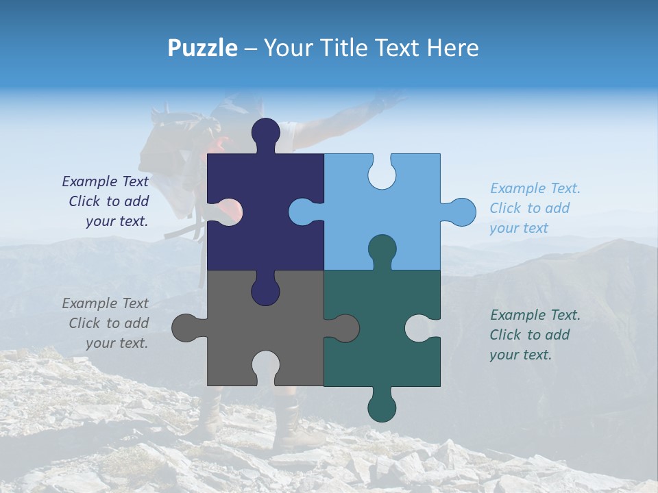 A Man With A Backpack On Top Of A Mountain PowerPoint Template