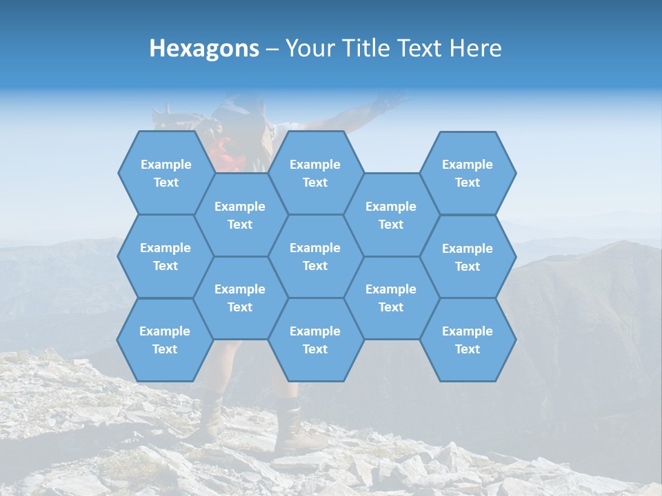 A Man With A Backpack On Top Of A Mountain PowerPoint Template