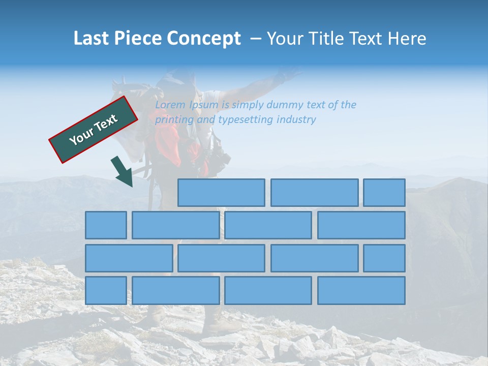 A Man With A Backpack On Top Of A Mountain PowerPoint Template