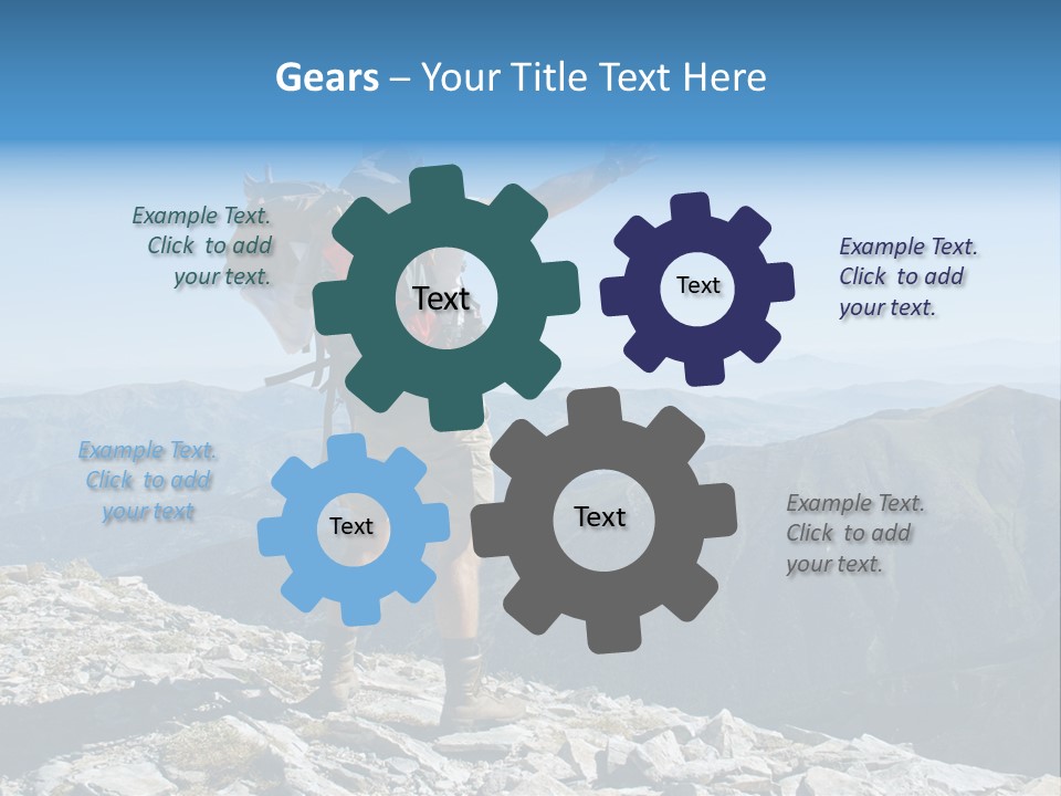 A Man With A Backpack On Top Of A Mountain PowerPoint Template
