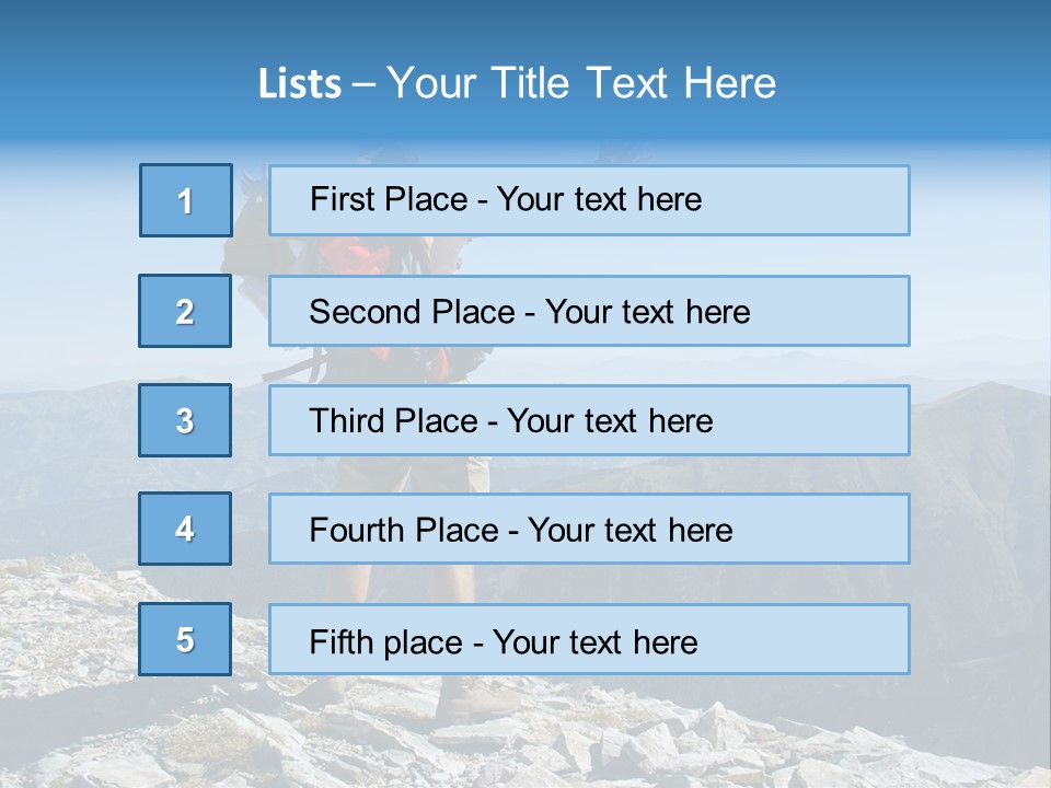 A Man With A Backpack On Top Of A Mountain PowerPoint Template