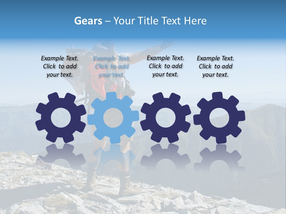 A Man With A Backpack On Top Of A Mountain PowerPoint Template