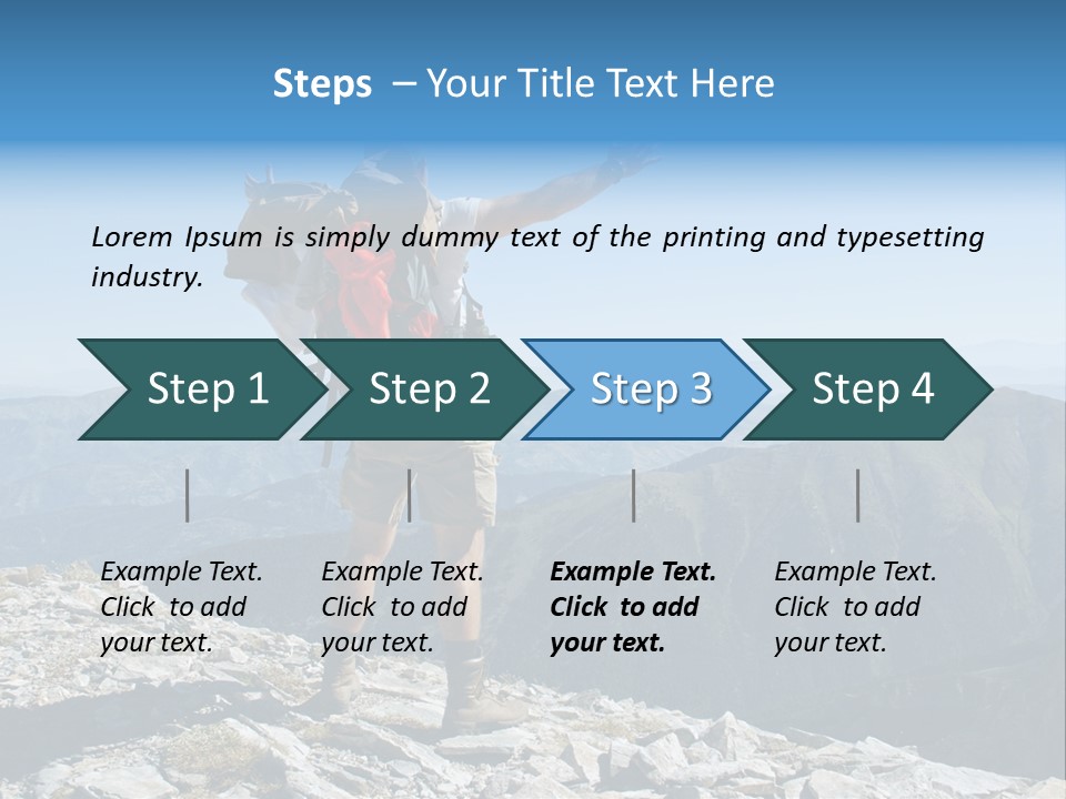 A Man With A Backpack On Top Of A Mountain PowerPoint Template