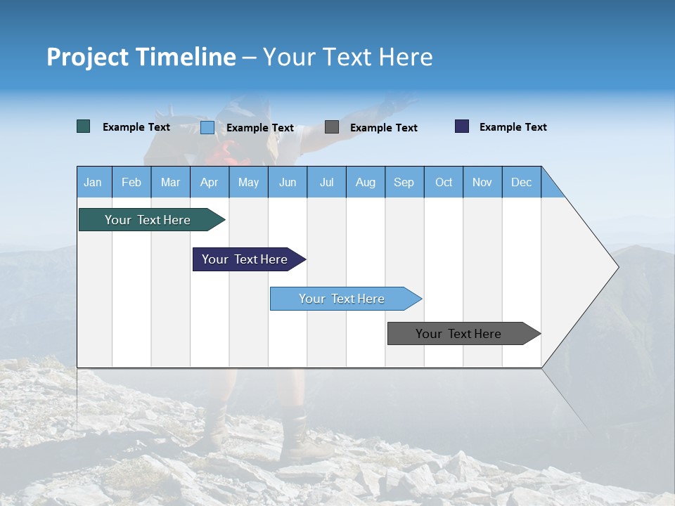 A Man With A Backpack On Top Of A Mountain PowerPoint Template